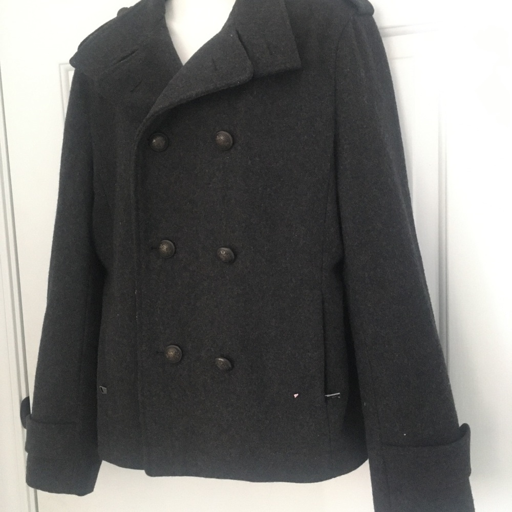 Express Gray wool double breasted pea coat